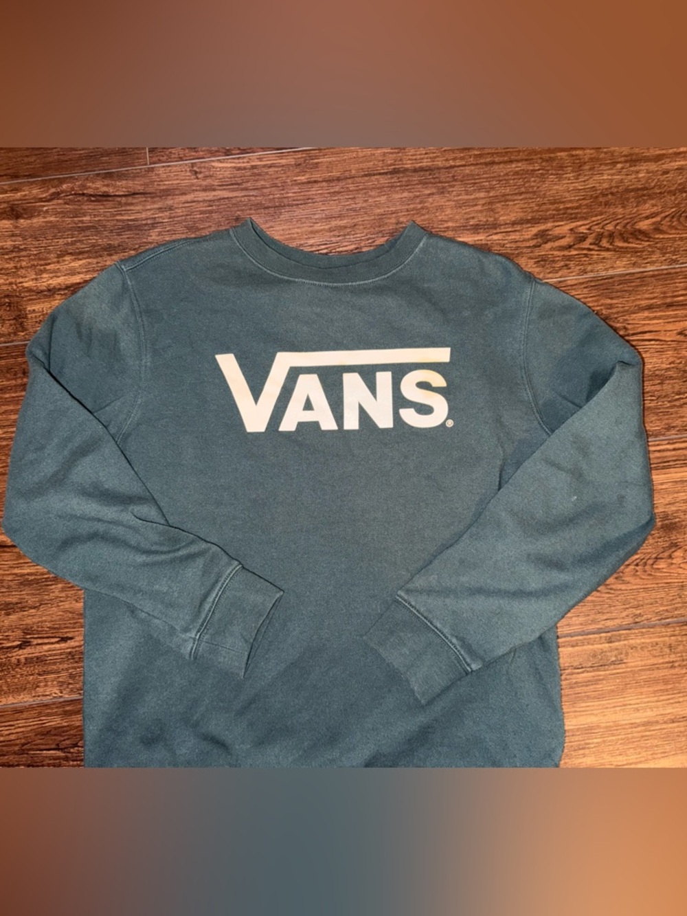 Vans Men’s Teal Green Crewneck Sweatshirt with White Logo